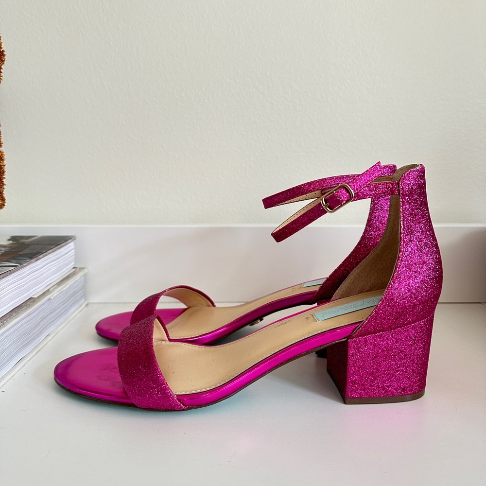 Betsey‎ Johnson Hot Pink Glitter Block Heel
